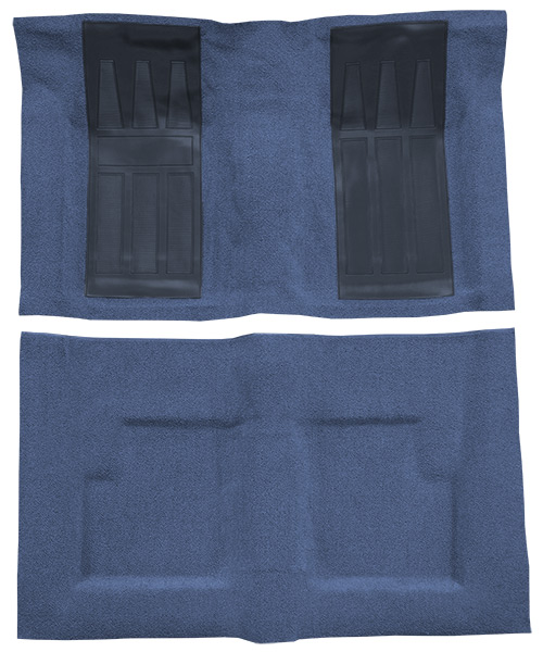 1969-1971 Ford Torino GT Carpet Replacement - Loop - Complete | Fits: 2DR, Convertible, Auto, with 2 Medium Blue Inserts