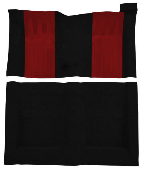 1970-1971 Ford Torino GT Carpet Replacement - Loop - Complete | Fits: 2DR, Hardtop, Fastback, 4spd, with 2 Red Inserts