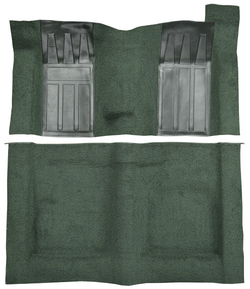 1970-1971 Ford Torino GT Carpet Replacement - Loop - Complete | Fits: 2DR, Hardtop, Fastback, 4spd, with 2 Dark Green Inserts