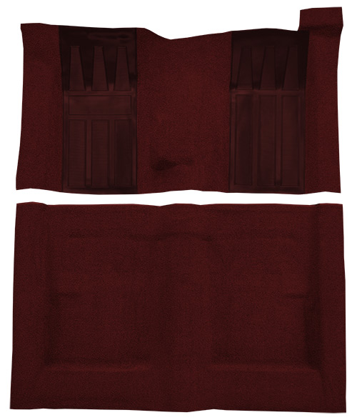 1970-1971 Ford Torino GT Carpet Replacement - Loop - Complete | Fits: 2DR, Hardtop, Fastback, 4spd, with 2 Maroon Inserts