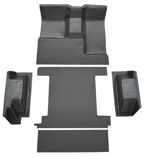 1966-1976 Ford Bronco (Early Bronco) Carpet Replacement - Vinyl - Complete | Fits: 1 Gas Tank, Complete without Tailgate Lock, Without tailgate lock
