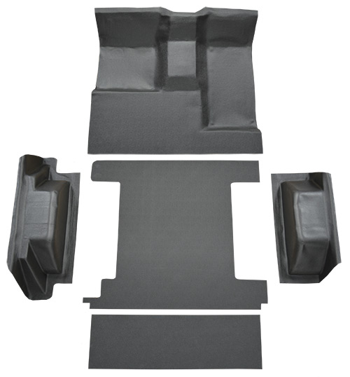 1966-1976 Ford Bronco (Early Bronco) Carpet Replacement - Vinyl - Complete | Fits: 2 Gas Tanks, Complete without Tailgate Lock, Without tailgate lock