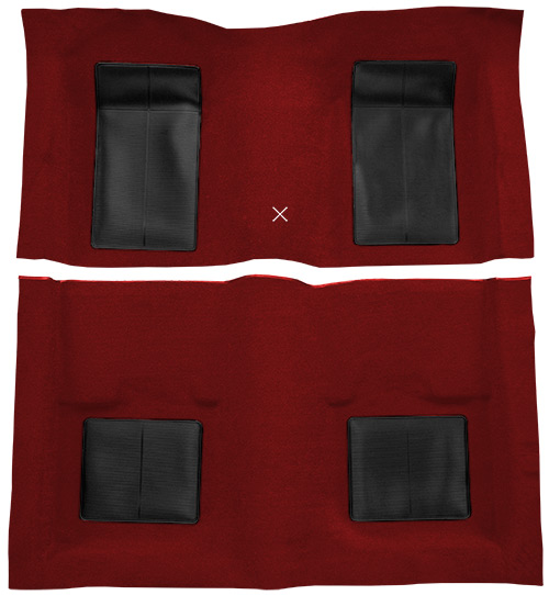 1969 Ford Mustang Carpet Replacement - Nylon - Complete | Fits: Fastback, Mach I with 4 Black Inserts with Shifter Cut