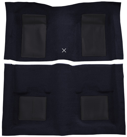 1969 Ford Mustang Carpet Replacement - Nylon - Complete | Fits: Fastback, Mach I with 4 Dark Blue Inserts with Shifter Cut
