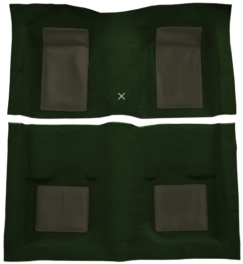 1969 Ford Mustang Carpet Replacement - Nylon - Complete | Fits: Fastback, Mach I with 4 Green Inserts with Shifter Cut