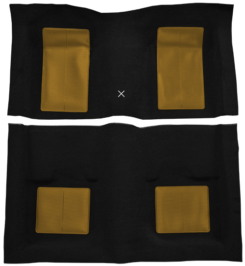 1969 Ford Mustang Carpet Replacement - Nylon - Complete | Fits: Fastback, Mach I with 4 Ivy Gold Inserts with Shifter Cut