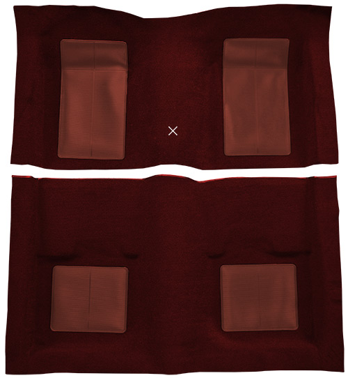 1969 Ford Mustang Carpet Replacement - Nylon - Complete | Fits: Fastback, Mach I with 4 Maroon Inserts with Shifter Cut