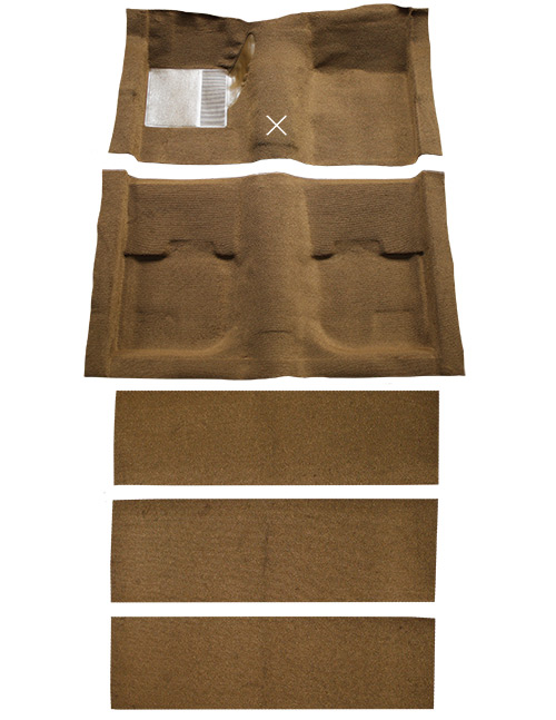 1969-1970 Ford Mustang Carpet Replacement - Nylon - Complete | Fits: Fastback, with Folddowns with Shifter Cut