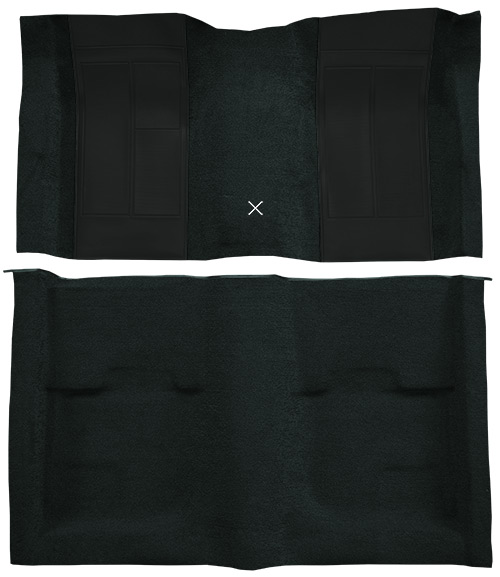 1970 Ford Mustang Mach 1 Carpet Replacement - Nylon - Complete | Fits: Fastback, with 2 Dark Blue Inserts with Shifter Cut