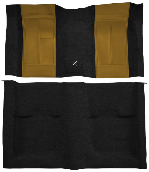 1970 Ford Mustang Mach 1 Carpet Replacement - Nylon - Complete | Fits: Fastback, with 2 Ivy Gold Inserts with Shifter Cut