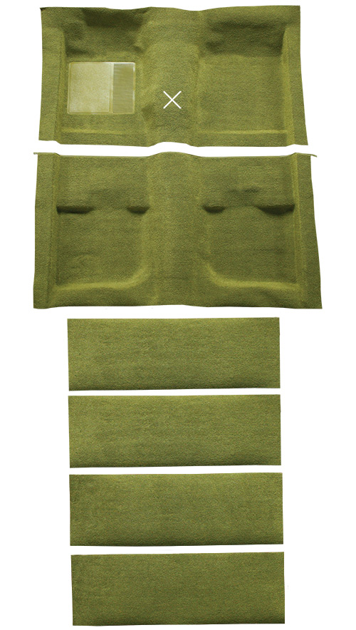 1971-1973 Ford Mustang Carpet Replacement - Nylon - Complete | Fits: Fastback, with Folddowns with Shifter Cut