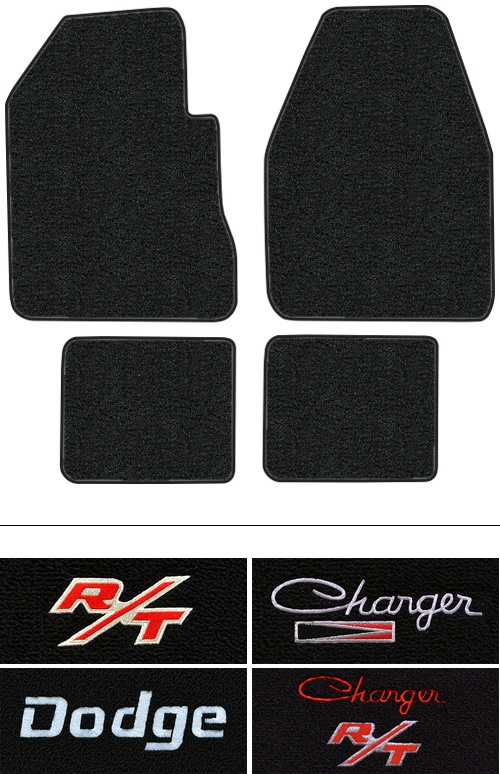 1966-1970 Dodge Charger (B-Body) Floor Mats (Logos Available) - 4pc - Loop | Fits: 4spd