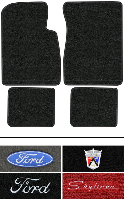 1957-1958 Ford Skyliner Floor Mats (Logos Available) - 4pc - Loop