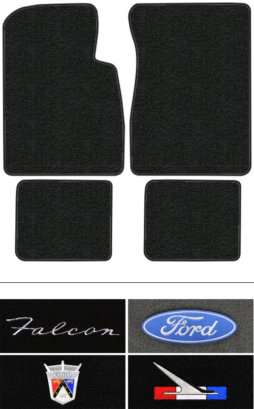 1960-1962 Ford Falcon Floor Mats (Logos Available) - 4pc - Loop | Fits: 2DR, 4DR