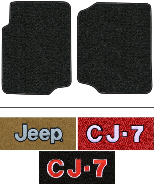1976-1986 Jeep CJ7 (CJ) Floor Mats (Logos Available) - 2pc Front - Cutpile