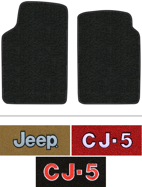 1959-1973 Jeep CJ5 (CJ) Floor Mats (Logos Available) - 2pc Front - Loop