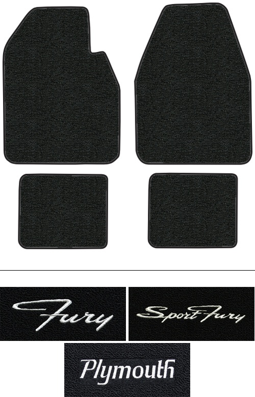 1962-1969 Plymouth Fury Floor Mats (Logos Available) - 4pc - Loop | Fits: Auto