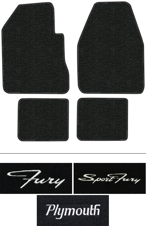 1962-1969 Plymouth Fury Floor Mats (Logos Available) - 4pc - Loop | Fits: 4spd