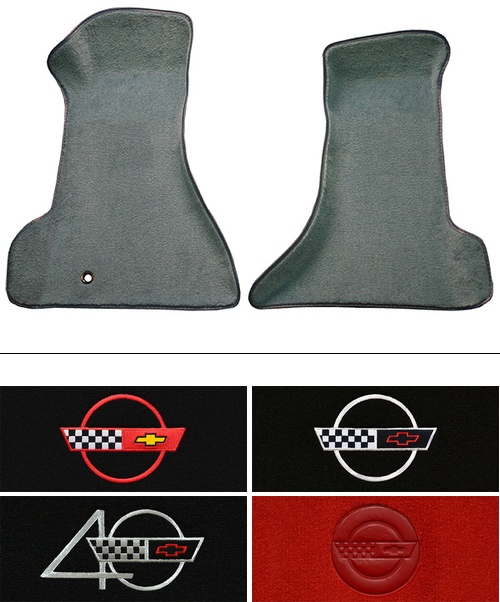 1984-1996 Corvette (C4) Floor Mats (Logos Available) 2pc Front - Cutpile | Fits: Premium Contour