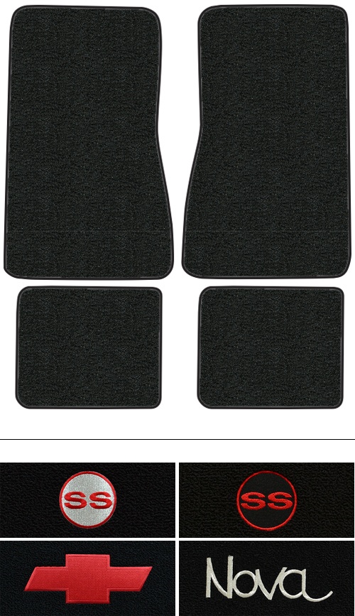 1974-1979 Chevy Nova Floor Mats (Logos Available) - 4pc - Cutpile