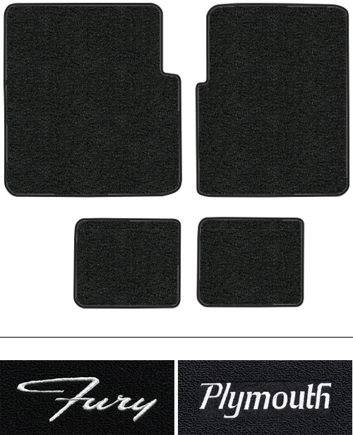 1974-1978 Plymouth Fury Floor Mats (Logos Available) - 4pc - Cutpile