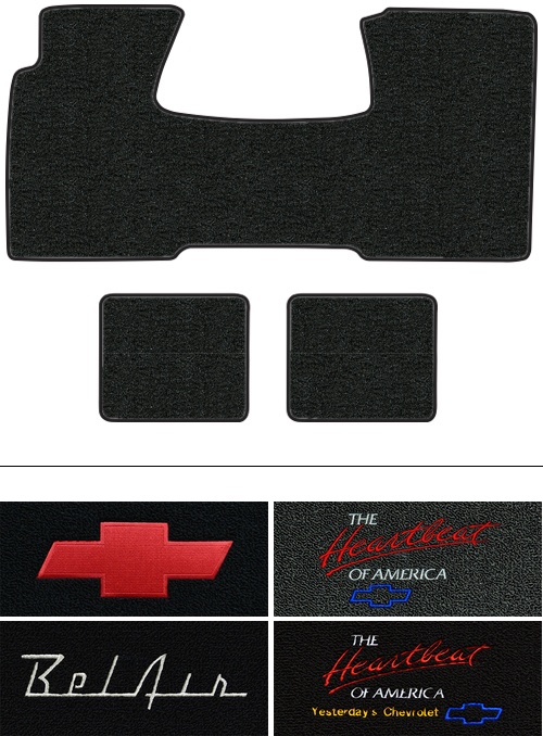 1955-1957 Chevy Bel Air (Tri-Five) Floor Mats (Logos Available) - 3pc - Loop | Fits: 1pc Frt & 2pc Rrs