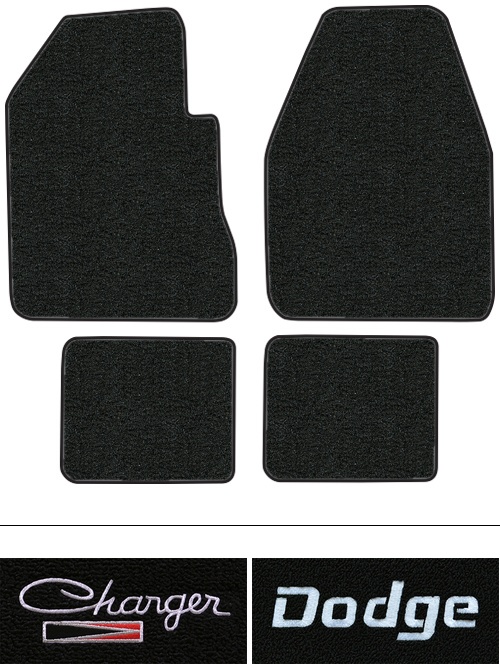 1974-1975 Dodge Charger (B-Body) Floor Mats (Logos Available) - 4pc - Cutpile | Fits: 2DR, 4spd