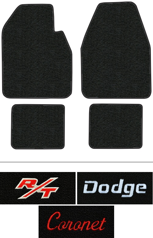 1966-1970 Dodge Coronet (B-Body) Floor Mats (Logos Available) - 4pc - Loop | Fits: Auto