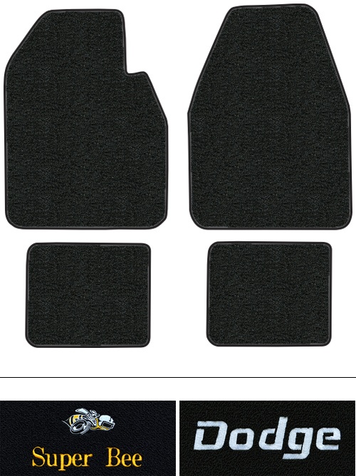 1968-1970 Dodge Coronet (B-Body) Super Bee Floor Mats (Logos Available) - 4pc - Loop | Fits: 2DR, Auto