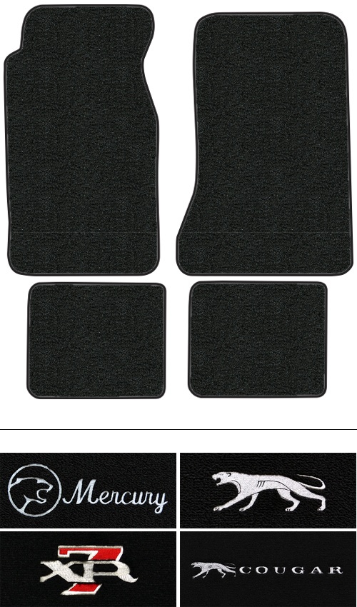 1970-1973 Mercury Cougar Floor Mats (Logos Available) - 4pc - Nylon
