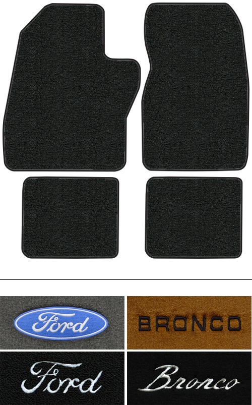 1988-1996 Ford Bronco (Bricknose) Floor Mats (Logos Available) - 4pc - Cutpile