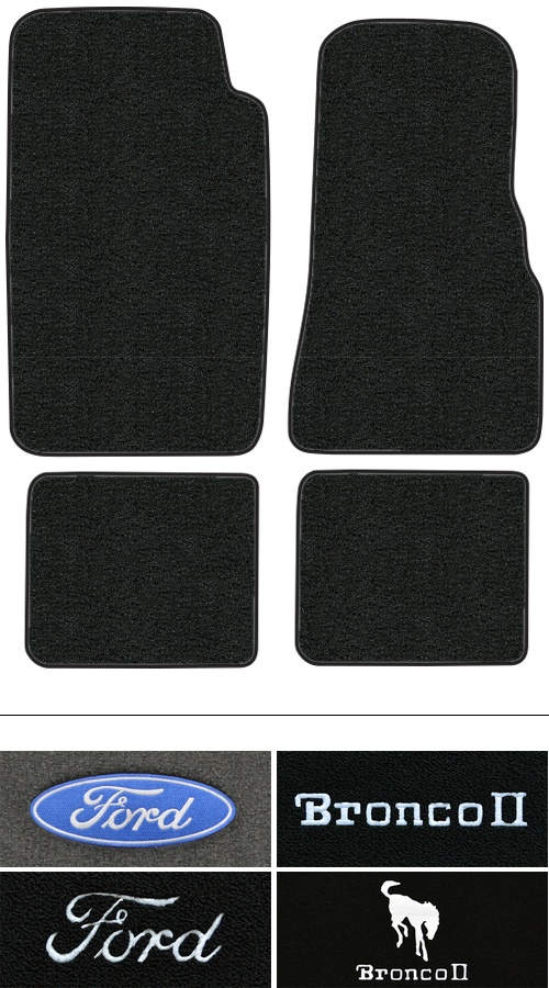 1984-1990 Ford Bronco II Floor Mats (Logos Available) - 4pc - Cutpile