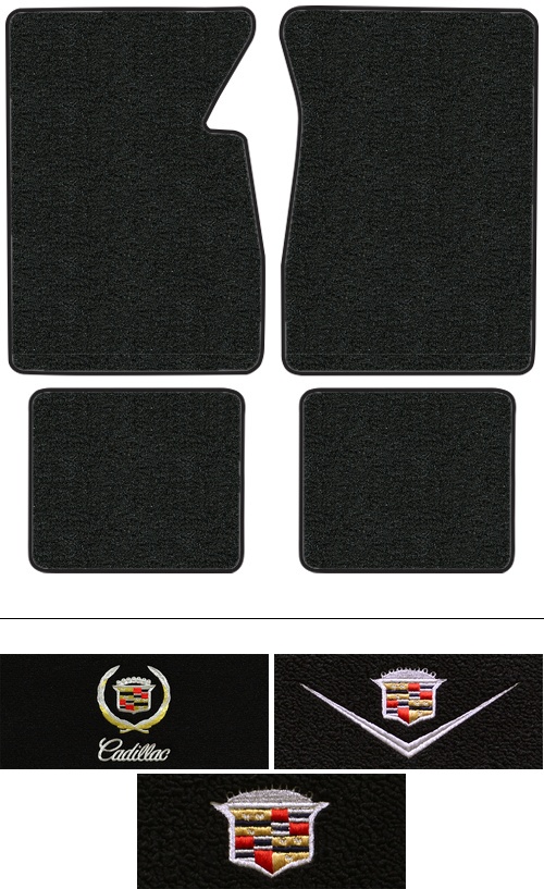 1974-1976 Cadillac DeVille Floor Mats (Logos Available) - 4pc - Cutpile | Fits: 2DR, Coupe