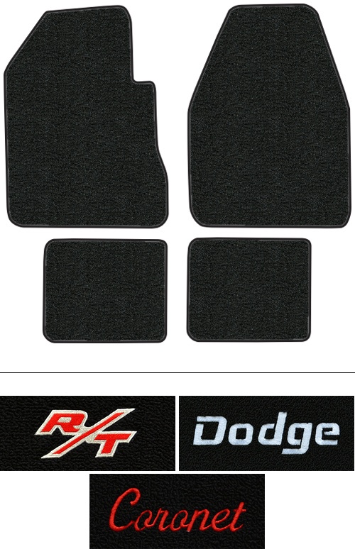 1966-1970 Dodge Coronet (B-Body) Floor Mats (Logos Available) - 4pc - Loop | Fits: 4spd