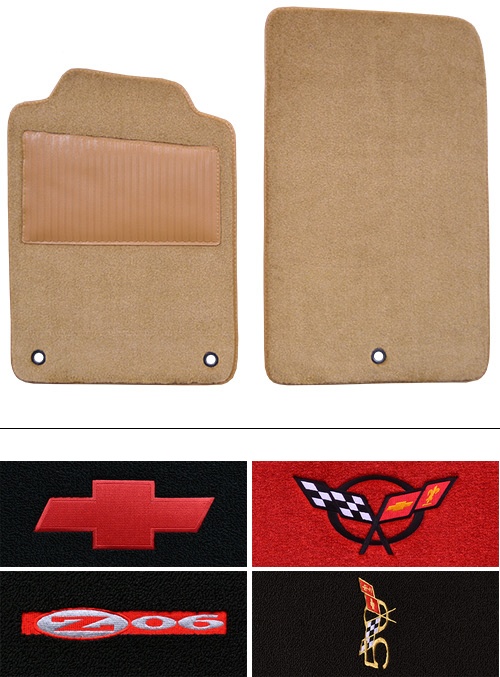 1997-2007 Corvette (C5/C6) Floor Mats (Logos Available) 2pc - Truvette | Fits: with Heel Pad, Fits 2005 to early 2007