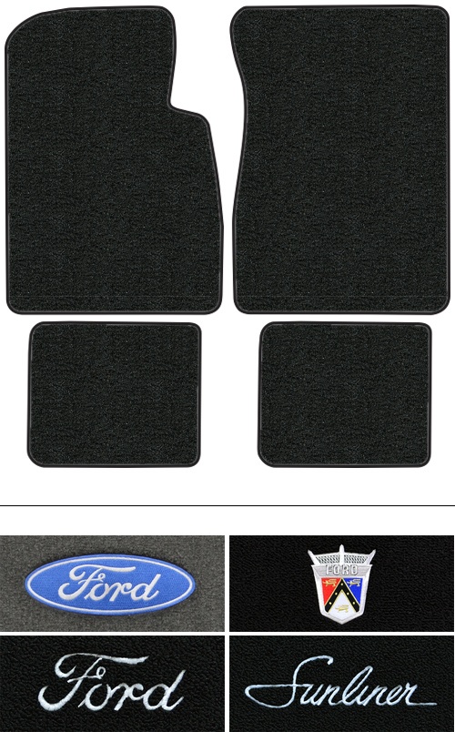 1957-1958 Ford Sunliner Floor Mats (Logos Available) - 4pc - Loop