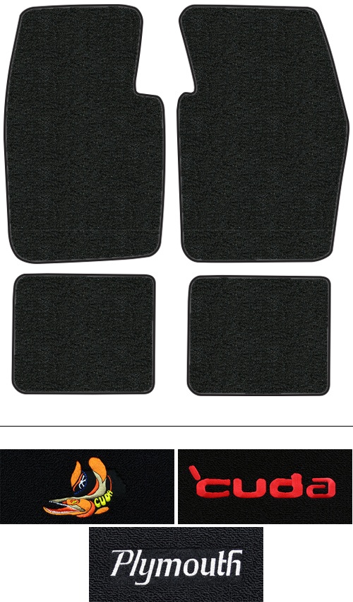 1970-1973 Plymouth Cuda (E-Body) Floor Mats (Logos Available) - 4pc - Loop