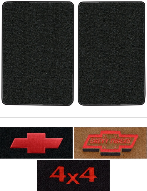 2001-2002 Chevy C3500HD Floor Mats (Logos Available) - 2pc - Cutpile | Fits: Reg Cab, Ext Cab, Old Body Style