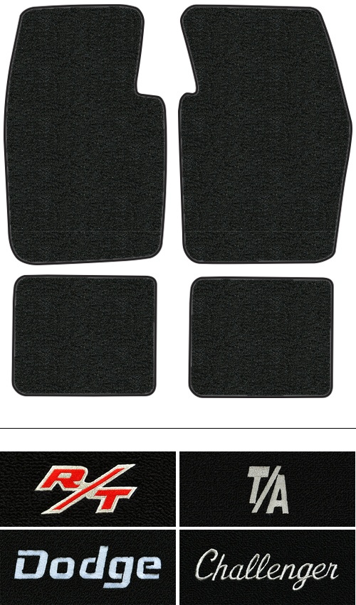 1970-1973 Dodge Challenger (E-Body) Floor Mats (Logos Available) - 4pc - Loop