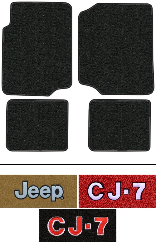 1976-1986 Jeep CJ7 (CJ) Floor Mats (Logos Available) - 4pc - Cutpile