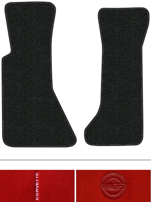 1988 Corvette (C4) Floor Mats (Logos Available) 2pc - Cutpile | Fits: 35th Ann FM30 with White Binding