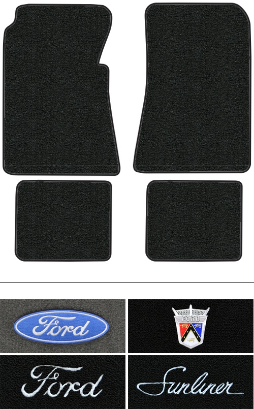 1955-1956 Ford Sunliner Floor Mats (Logos Available) - 4pc - Loop | Fits: Convertible