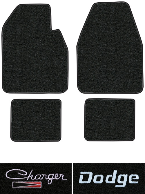 1974-1978 Dodge Charger (B-Body) Floor Mats (Logos Available) - 4pc - Cutpile | Fits: Auto