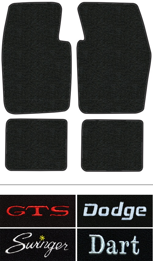 1963-1973 Dodge Dart (A-Body) Floor Mats (Logos Available) - 4pc - Loop