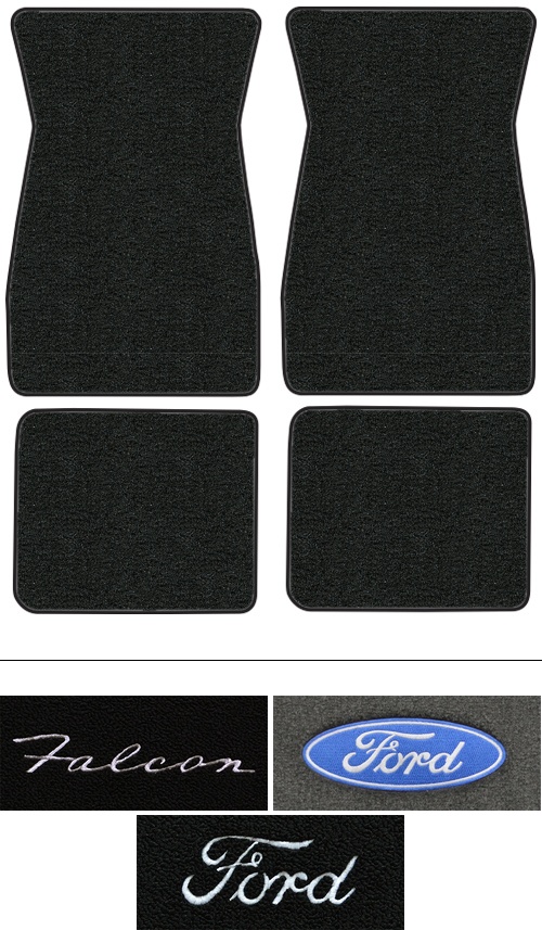 1966-1970 Ford Falcon Floor Mats (Logos Available) - 4pc - Loop
