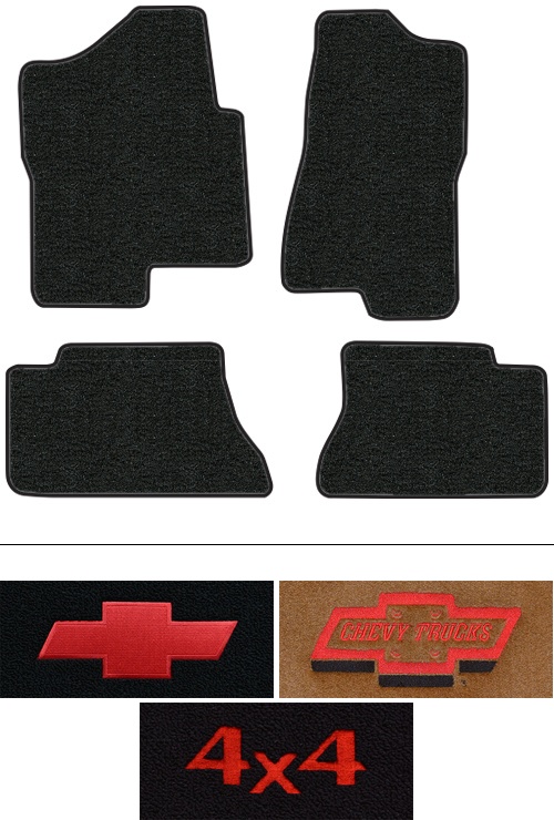 1999-2006 Chevy Silverado 1500 (GMT800) Floor Mats (Logos Available) - 4pc - Cutpile | Fits: Crew Cab