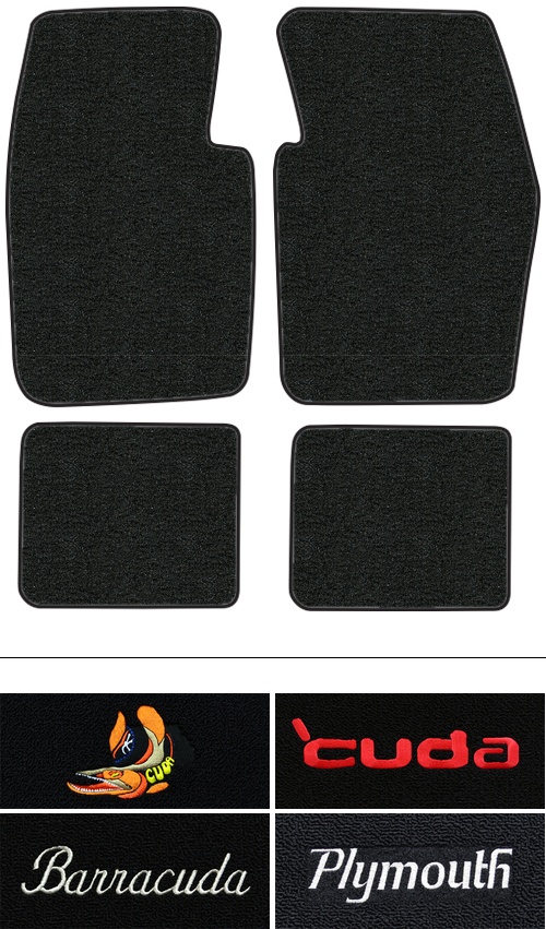 1974 Plymouth Barracuda (E-Body) Floor Mats (Logos Available) - 4pc - Cutpile