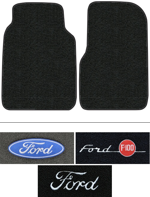 1975-1983 Ford F-100 (Dentside) Floor Mats (Logos Available) - 2pc - Cutpile | Fits: Reg Cab