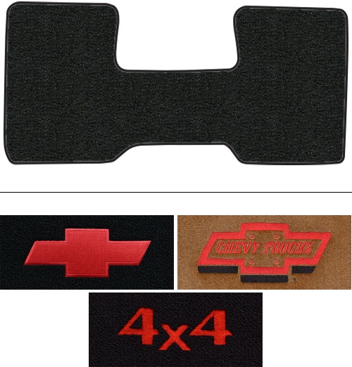 1987 Chevy R10 Floor Mats (Logos Available) - 1pc Front - Cutpile | Fits: 2WD, Auto, 3spd, Low Tunnel