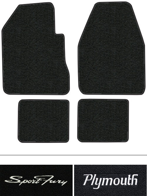 1964 Plymouth Fury Sport Floor Mats (Logos Available) - 4pc - Loop | Fits: 2DR, 4spd